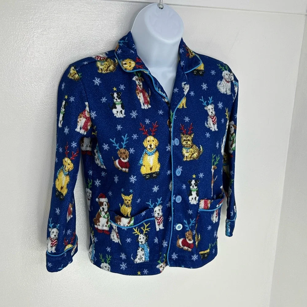 Nick & Nora Kids Winter Holiday Dog Pajamas Size Small 6/7 Cozy Winter Christmas